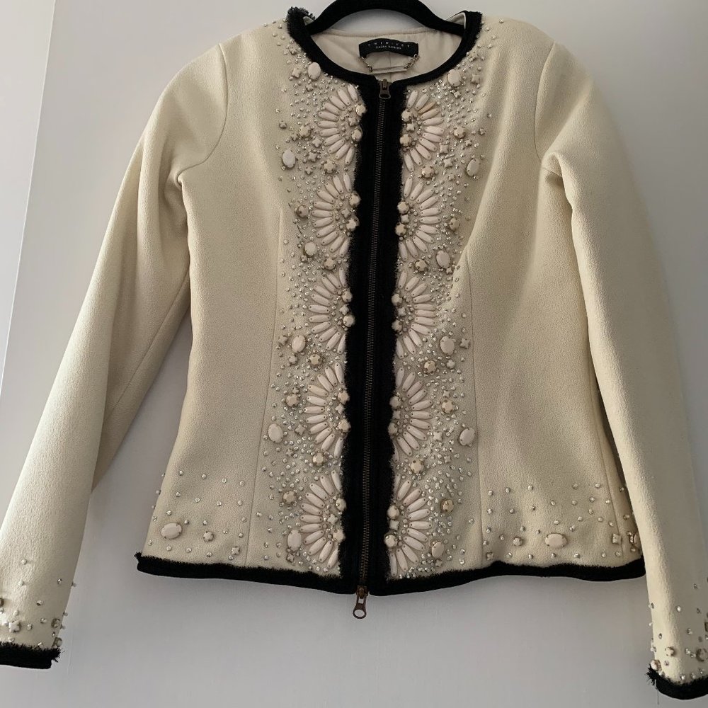 TWIN SET JACKET - BY SIMONE BARBIERI EMBELLISHED WITH PEARLS AND STONES - ITALY